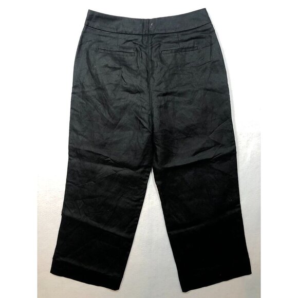 J.Crew High Rise Pleated Pants Linen Blend Wide Leg Black AN010 Women's Size 8 - Picture 1 of 8